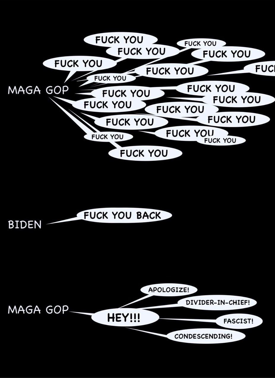 "Lets Go Brandon!" <br />"F*ck Joe Biden!"<br />Then all of a sudden we got snowflakes and they ran for a safe space.